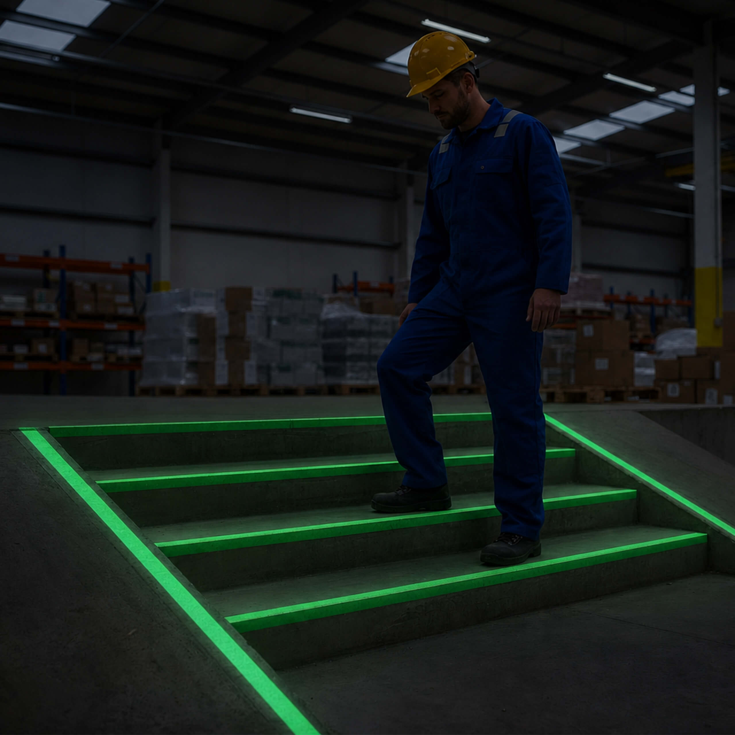 Glow-in-the-Dark-Egress-Tape-Workman-Stairs